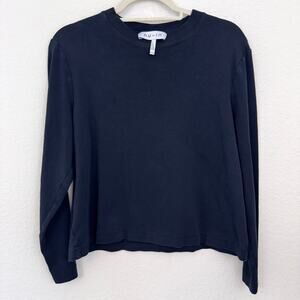 Nu-In Womens Long Sleeve Shirt Crew Top Size XL Minimal Cotton Black